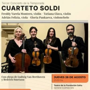Agosto se llena de música con el Cuarteto Soldi y el Dúo Borzone Morán